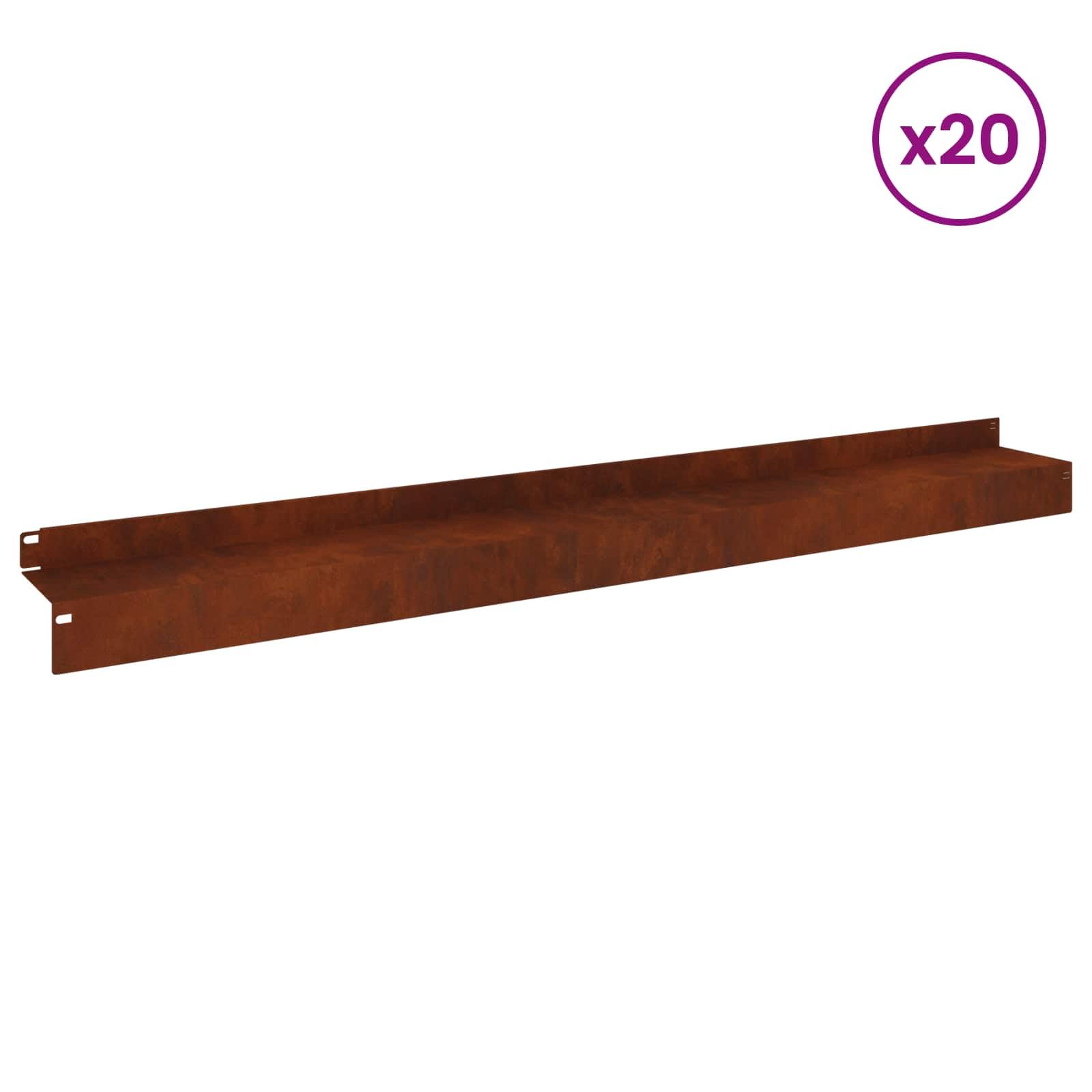 Gazonrand 20 szt. 100 x 10 x 8 cm Stal nierdzewna