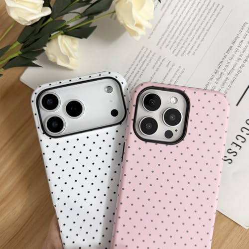 XQAGU for iPhone 15 Pro Max Case Polka Dots Cute Trendy Aesthetics Simple Design Protection Phone Case for iPhone 15 Pro Max-Pink - image 3