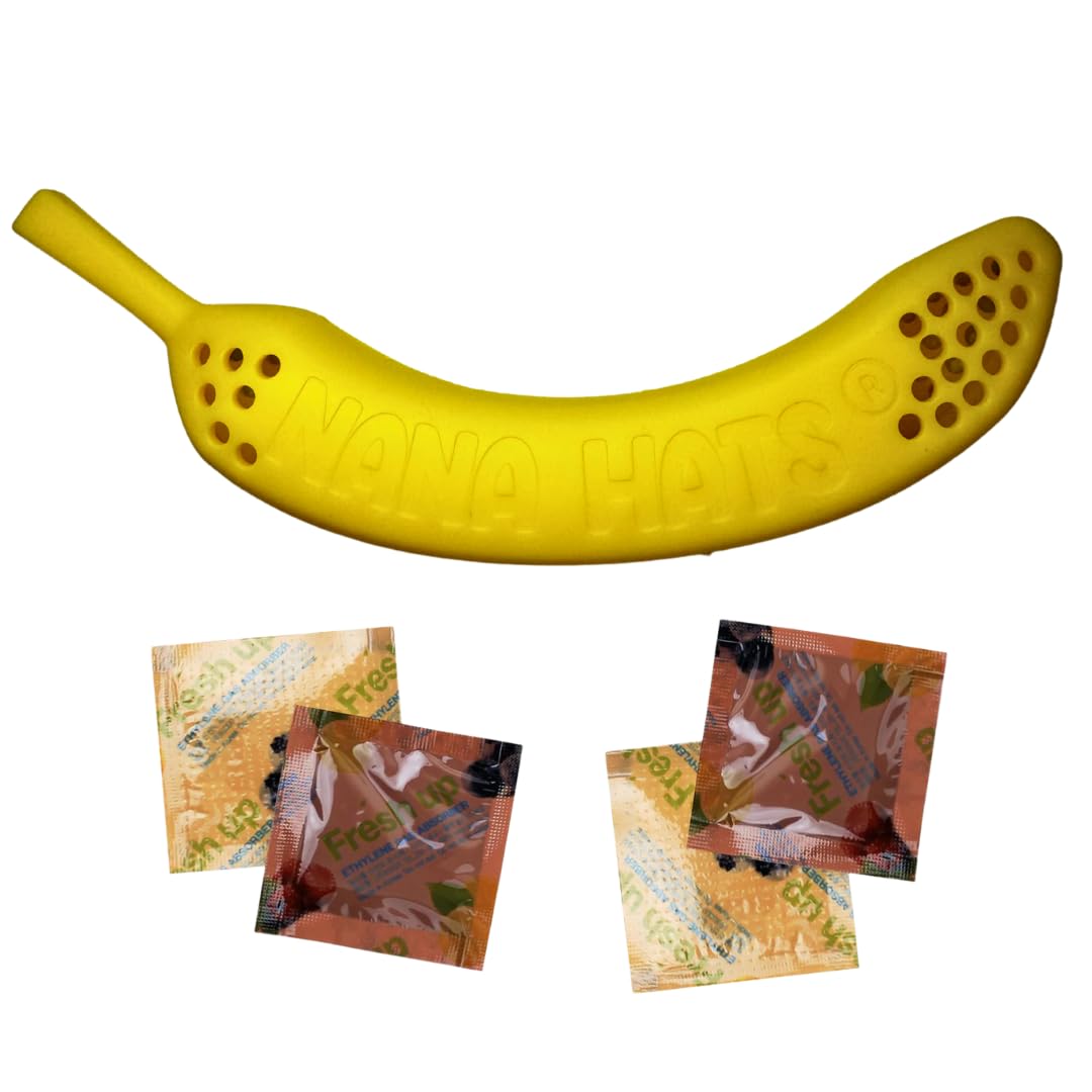 NANA HATSProduce Protector | As Seen on Shark Tank | Keep Produce Fresh for Longer | Includes Silicone Banana and 4 Ethylene Gas Absorber Packets