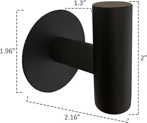 Miniatura 4 de Ganchos de pared adhesivos negros mate, paquete de 2 unidades, ganchos adhesivos resistentes para toallas de baño, puerta de cocina, gancho para