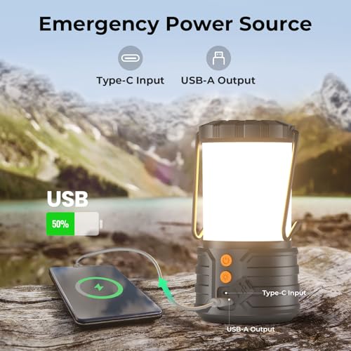 PopoIron Camping Lantern Rechargeable,Led Camping Lanterns Lights Lamp,5000mAh Battery Emergency Light for Power Outages,3 Colors,IPX4 Waterproof Camping Lamp for Outdoor, Fishing, Hiking,1 Pack - Image 5