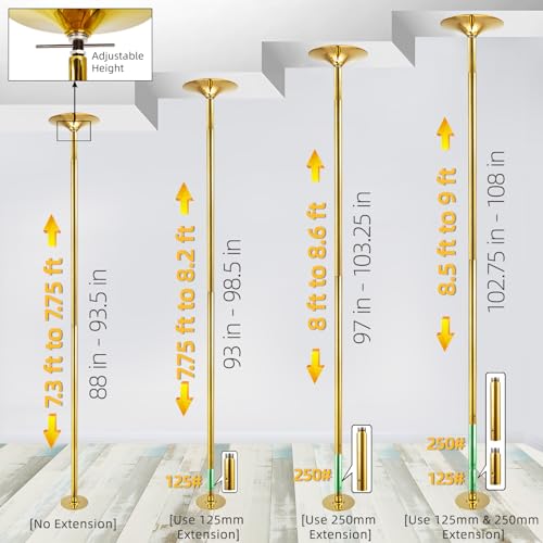 image for PRIOR FITNESS Premium Dance Pole Removable 45mm Spinning & Static Danc