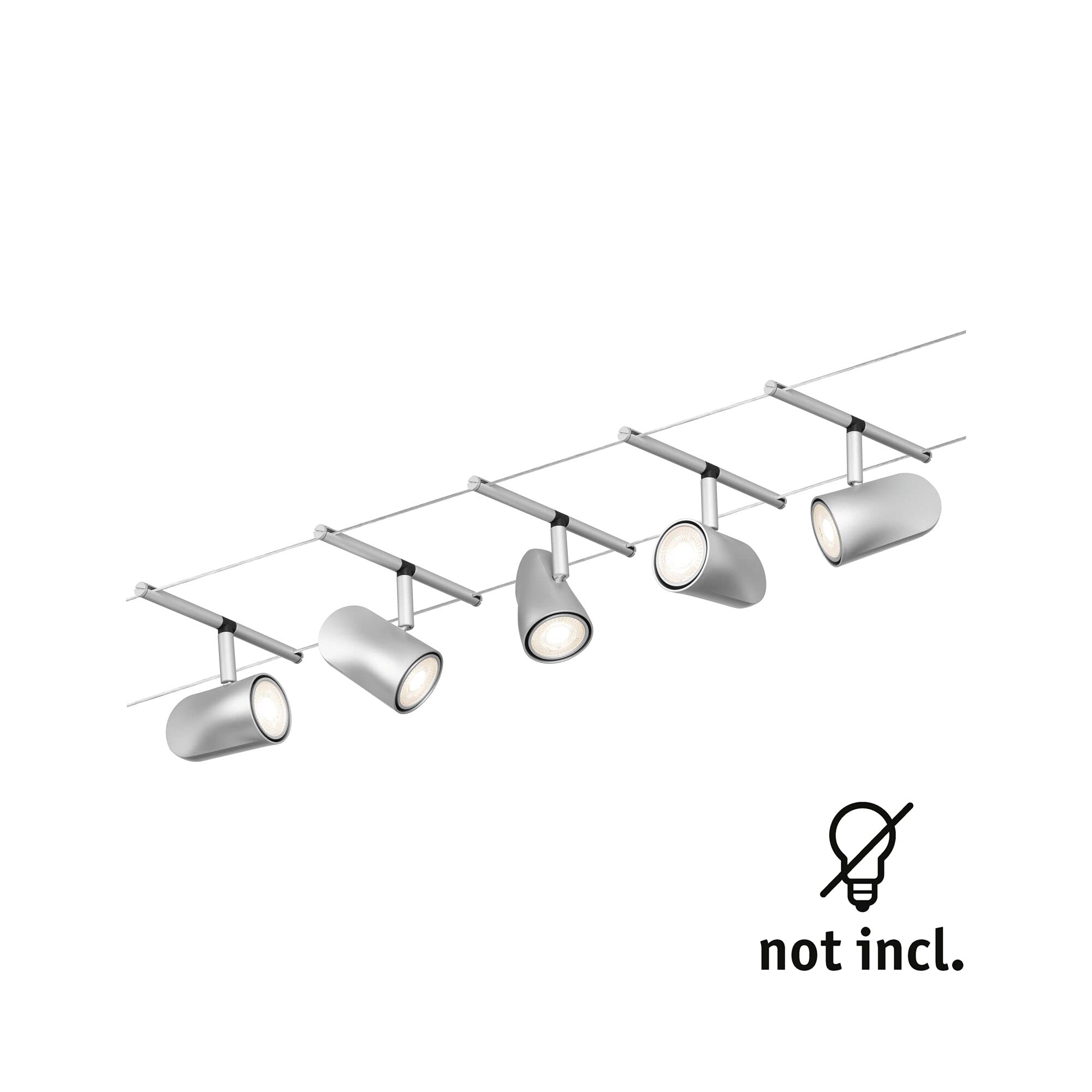 Paulmann CorDuo, sistema di cavi per faretti, 94465, set di base Cup, massima CC 5 pezzi da 10 Watt l’uno, estensibile, cromato, opaco, in plastica/metallo, GU 5,3, senza lampadine