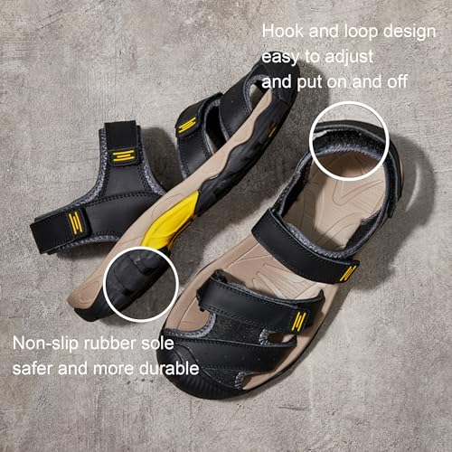 Men's Sport Sandals Outdoor Hiking Sandals Closed Toe Leather Adjustable Lightweight Walking Casual Sandals Water Shoes4
