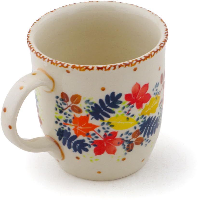 Vaso de cerámica artesanal 12 oz con patrón hojas caídas miniatura 2