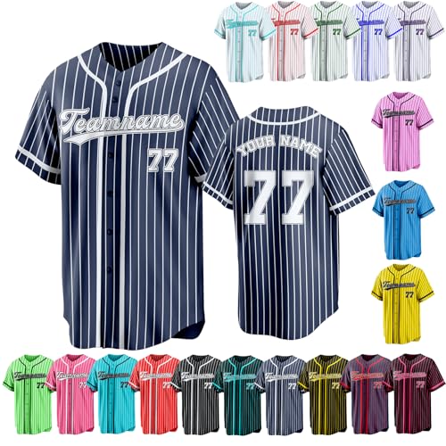 Custom Pinstripe Baseball Jersey Personalized Sports Shirts Stitched Printed Name Numbers Team Uniform miniatura 1