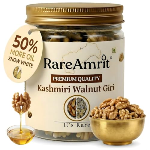 Image of Rareamrit Premium Kashmiri Walnuts 1kg | Snow White Walnuts Without Shell | Best Oil Content | Fresh as Just Harvested | Fresh Akhrot Giri | Walnut Kernels | Rich in Protein & Omega-3