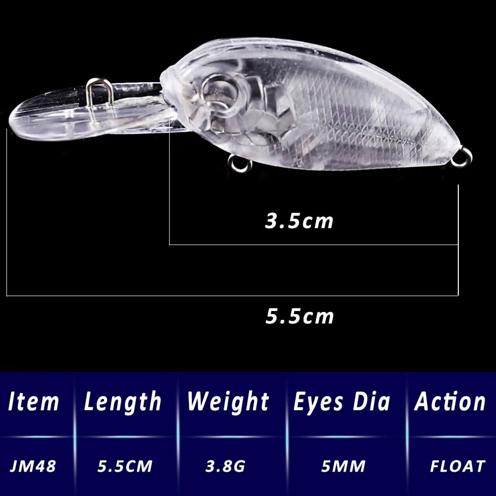 50 Uds. Crankbait en Blanco sin Pintar-cebos Duros de Buceo Medio de 5,5 cm/3,8g for Señuelos de Pesca DIY-Perfecto for Pesca de lubina