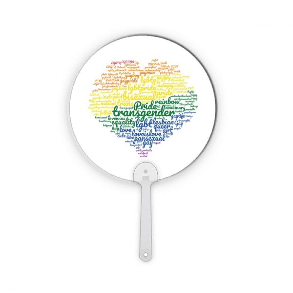 Éventail rond plastique LGBT Rainbow Heart idée cadeau et décoration