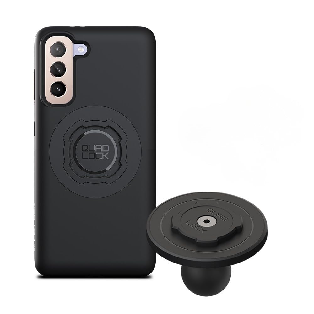 Quad Lock Zestaw uchwytu na telefon z górną nasadką kulową 1" z etui MAG i bezprzewodową głowicą ładującą MAG do Galaxy S21, kompatybilny z ramionami gniazda RAM 1" do samochodu