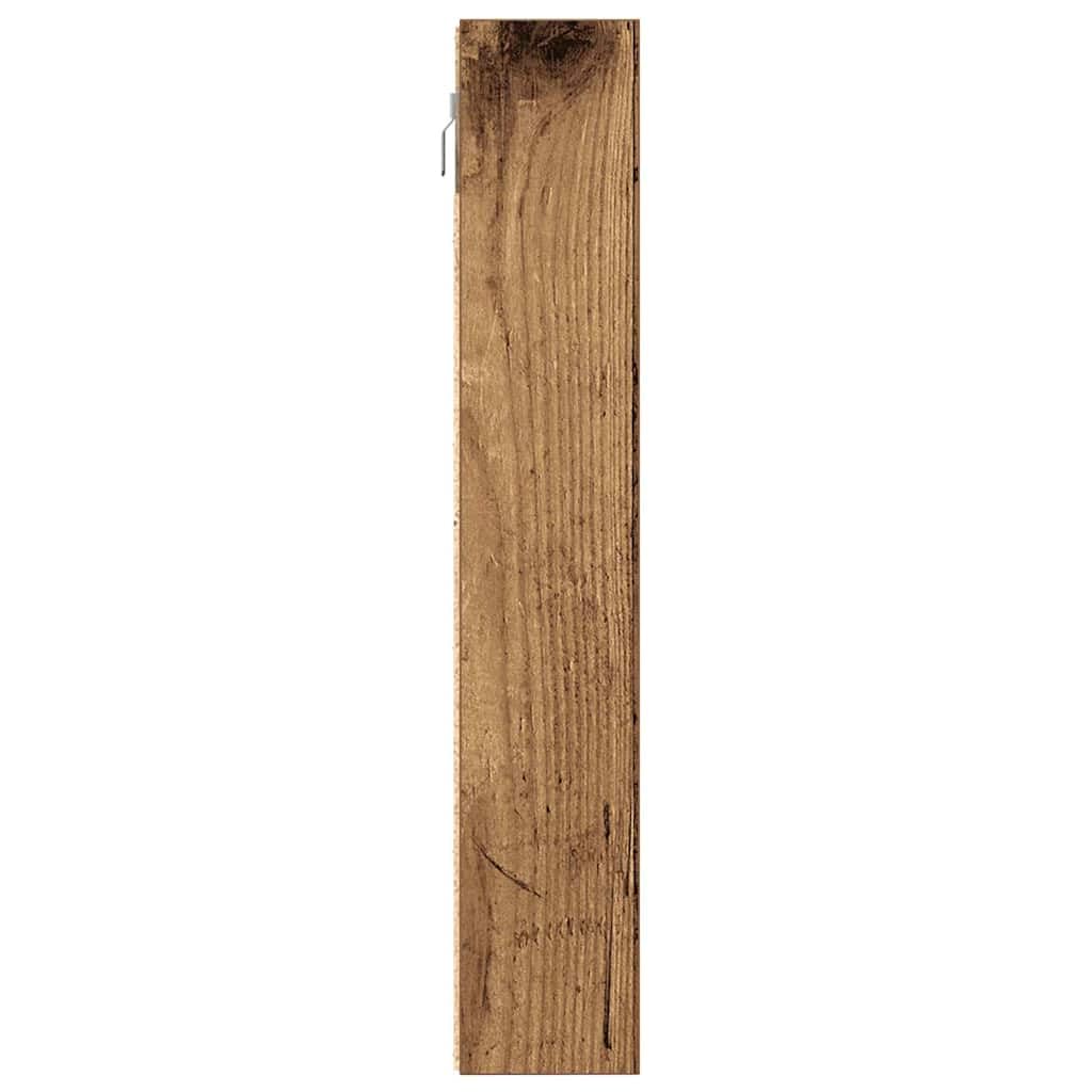 Vitrine mit 10 Regalen Altholz-Optik 100 x 8,5 x 50 cm Holzwerkstoff Schaukasten Wandvitrine für Sammlungen und Deko Schmaler Hängeschrank für Wohnzimmer Flur und Büro