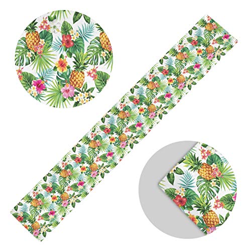Tropical Pineapple Table Runner Palm Leaves 70Inches Long,Summer Floral Table Runner For Dining Table Kitchen Spring Summer Home Party Decor #TOP3