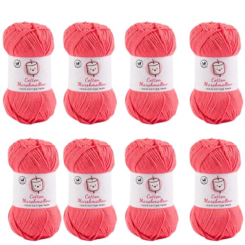 Image of NESTNHAVEN Cotton Marshmallow 100% Cotton Yarn - (50 g, 130 m) - Luxury Yarn for Crochet, Amigurumi, Embroidery, Toys, Garments, Flowers and Hobby Projects (Coral Pink) |