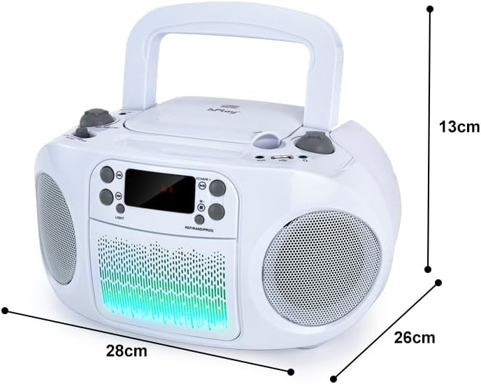 Miniatura 4 de GC09 Kids Boombox, reproductor de CD de carga superior, conectividad Bluetooth para teléfonos inteligentes, conectividad AUX, USB, radio y MP3 sin