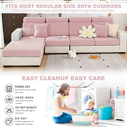 ShowyLive 2024 New Wear-Resistant Universal Sofa Cover, Stretch Couch Cushion Slipcovers Replacement, Anti-Slip L Shape Sofa Covers, Chaise Lounge Sofa Slipcover (Weave Pink,Large Single Seat Cover)