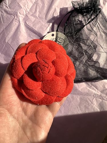Image of Vintage Style Elegant Camellia Fabric Flower Brooch Pin Scarf Bridal Dress Wedding Accessories Jewelry Gift