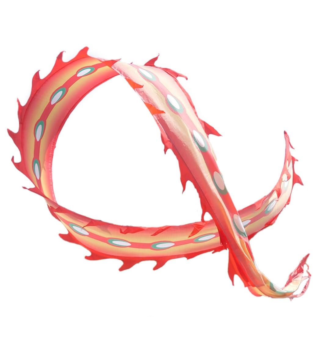 BJfhRH Outdoor Sports Traditional Chinese Dragon Dance Ribbon 3D Colorful Silk-Like Flowy Spinning Lion Streamers Silk Festival Celebration(Rosso,10m)