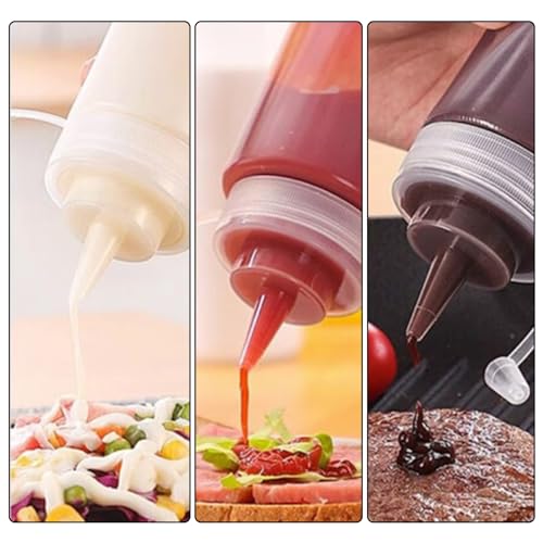 JJZGPP Squeeze Flasche, 8 Stück 250ml Plastik Quetschflasche Mit Kappen - BPA Frei,Kein Leck Condiment Flaschen für Malen,Backen,Ketchup,scharfe Soße,Olivenöl, Saucenflasche