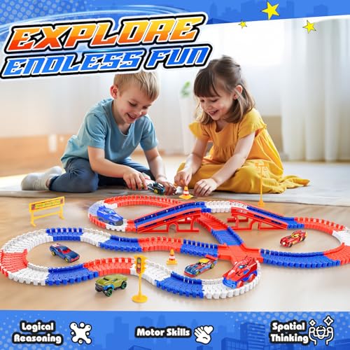 Spielzeug ab 2 3 4 5 6 Jahre Junge, Spider Spielzeug Rennbahn Auto Kinderspielzeug ab 2 3 4 Jahre Autorennbahn für Kinder Geschenk 6 Pcs… – Ansicht 2