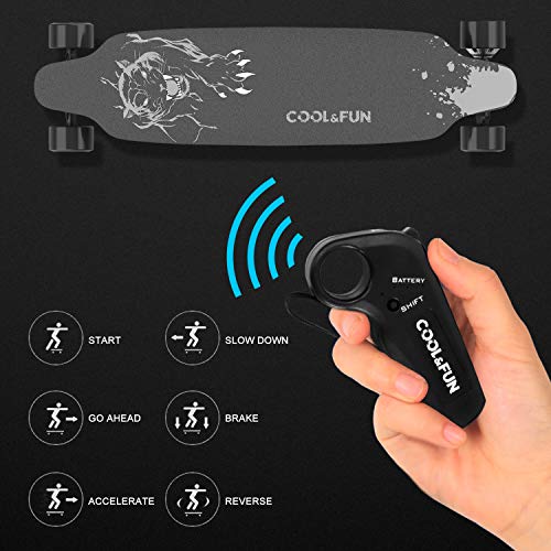 HITWAY elektrisch skateboard, vierwielig skateboard met afstandsbediening, max. Snelheid 28-32 km/u, geschikt voor… - Afbeelding 4