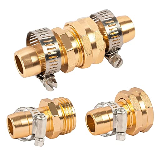 Hourleey Garden Hose Repair Connector With Clamps, Fit For 3/4" Or 5/8" Garden Hose Fitting (6-Set) #TOP2