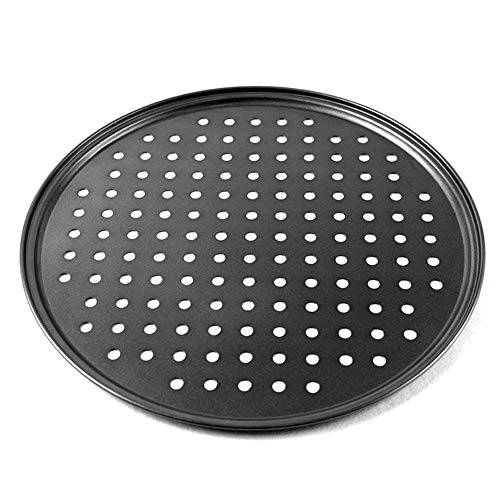 Gaosu Nonstick Carbon Steel Pizza Pan, Pizza Tray, Perforated Pizza Crisper, Professional Pizza Sheet Baking Tray, Pizza Plate(28CM)