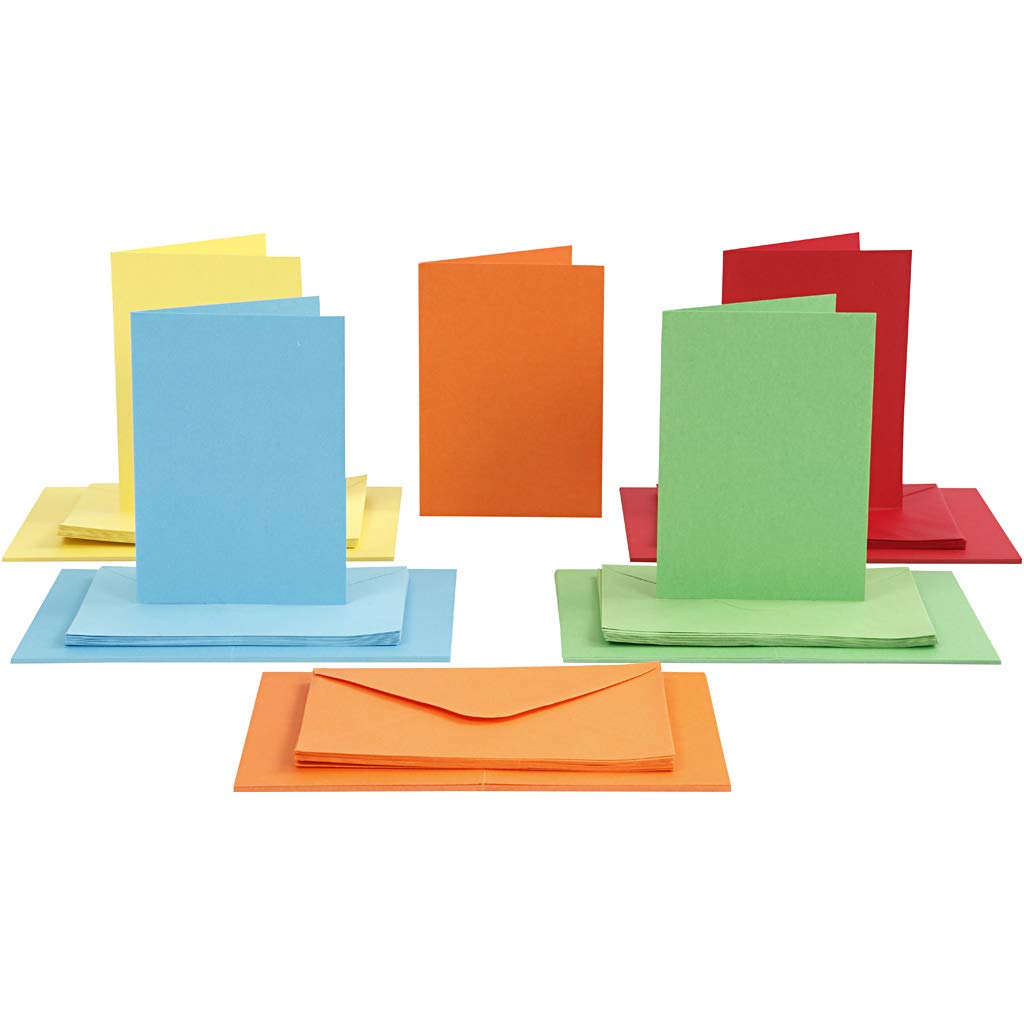 Cards & Envelopes, card size 10,5x15 cm, envelope size 11,5x16,5 cm, asstd. colours, 50sets
