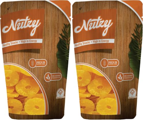 Image of Nutzy Dried Pineapple Rings 250 Grams - Family-Friendly Tasty, Softy & Chewy Healthy Fruit Snack Loved by Kids, Great for Baking, Cooking and Trail Mixes | Candied Pineapple Rings Perfect For Hiking and Travel Enthusiasts | No Added Sugar, Vegan Friendly Sun-Dried Pineapple