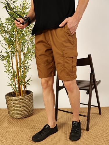 Image of Thomas Scott Men's | Regular Fit | 100% Cotton | Solid | Breathable Lightweight | 6-Pocket Cargo Shorts | Cricket Club Collection