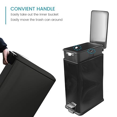 Miniatura 193 de Cubo de basura pequeño para baño con tapa, cubo de basura de 1.3 galones con cubo interior extraíble, cubo de basura delgado con tapa de cierre