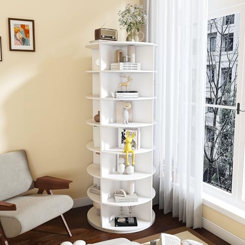 Image of Multi Layer Cylindrical Rotating Shoe Rack Tower,Free Standing 360 Spinning Storage Organizer,Can Store Approximately 30 Pairs of Shoes,Space-Saving Design (7-Tier-2)