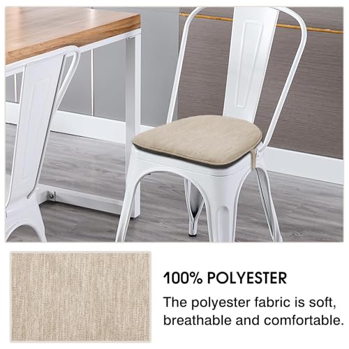 Image of baibu Set of 2 Memory Foam Dual-Layer Design Metal Dining Chair Pads Bar Stool Cushion with Ties for Metal Chairs or Bar Stools - 2 Cushions Only (Beige, 14 inch (35cm) 2PC)