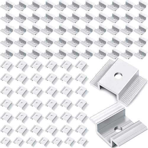 Zhengmy 100 Pack Solar Panel Mid Clamps 1.06 Inch Solar Panel Bracket Aluminium Mounting Accessories...