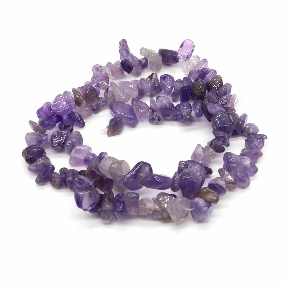 Cuentas de cuarzo cristalino aguamarina natural, gravilla de forma libre para fiestas, manualidades, collares, pulseras y joyería - Amatista - 10 piezas (aprox. 81 cm)