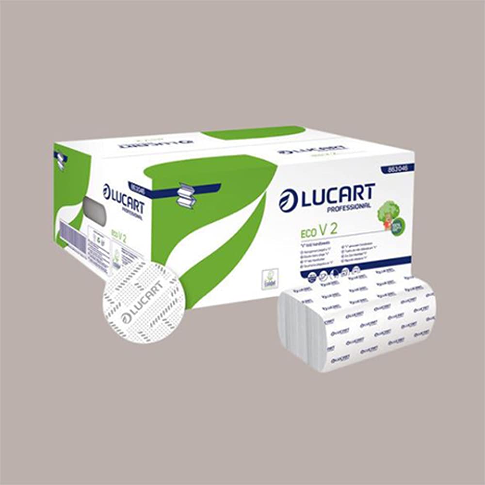 Lucgel Srl - 3800 toallas Eco de papel reciclado plegadas en V 21 x 21 cm para distribuidor