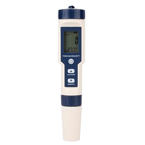 Probador de calidad del agua,Probador digital de agua de función 5 en 1, para temperatura de salinidad PH TDS EC probador para prueba de pureza de