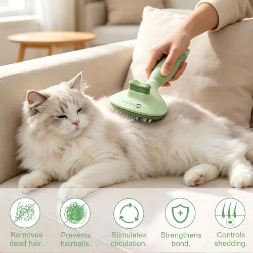 Image of Cat Brush for Shedding, Self Cleaning Brush for Long & Short Hair Cats