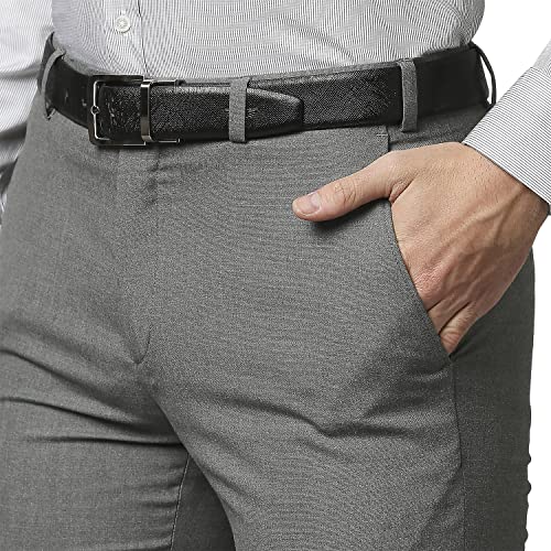 Image of Raymond Men's Poly Viscose Blend Solid Pattern Slim Fit Flat Front Formal Trouser