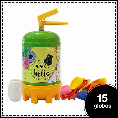 Bombona de Helio Desechable Mister Helio + 15 Globos de Latex. La...