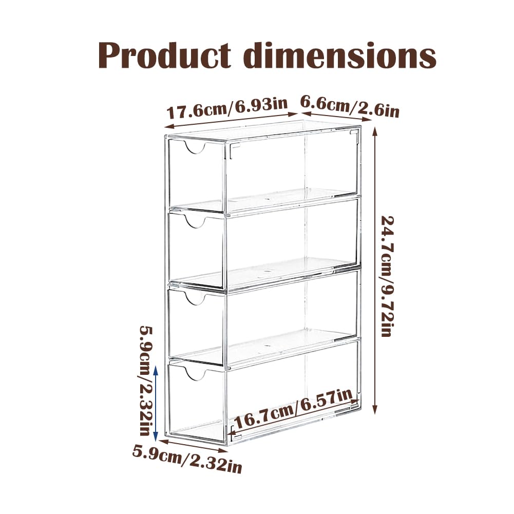Transparent 4-Drawer Storage Box for Coffee Capsules - Modern Capsule Holder with Stackable Design for Stylish Organisation, Small Acrylic Display Case, for Nespresso Capsule Holder