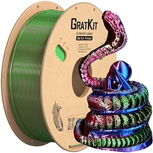 Image of Gratkit Silk Tri-Color PLA Filament,Coextrusion PLA Filament 1.75mm, + /-0.03mm, 1KG /Roll, Silk PLA Red & Blue & Green