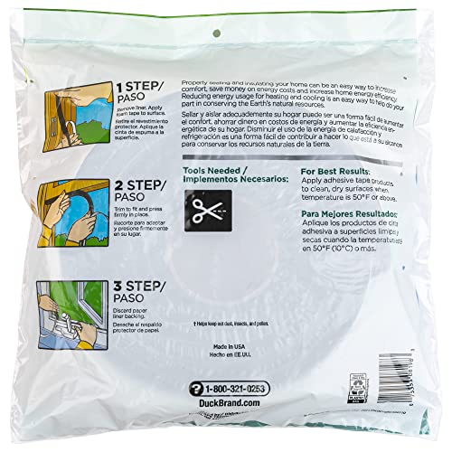 Duck Brand Self Adhesive Foam Weatherstrip Seal For Extra Large Gaps, 3/4-Inch X 1/2-Inch X 10-Feet, 3 Rolls, 284424 #TOP2