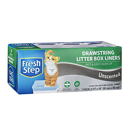 Fresh Step Drawstring Cat Litter Box Liners, Unscented, Jumbo Size, 36