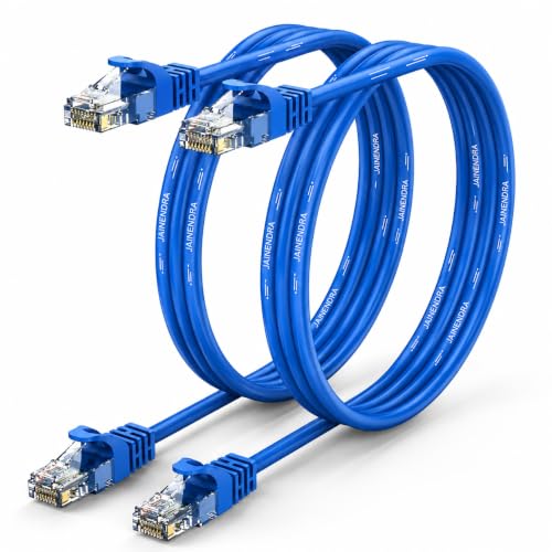 Image of Cat6 Ethernet Patch Cord (Pack of 2) | RJ45 LAN Cable | 1Gbps 250MHz | 24AWG Pure Copper | Snagless Gold Plated | UTP Gigabit Network Cable for Router Modem Switch PC (Blue, 2m)