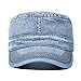 VOBOOM Washed Cotton Military Cadet Army Caps Unique Design Vintage Flat Top Hat (Denim Light Blue)