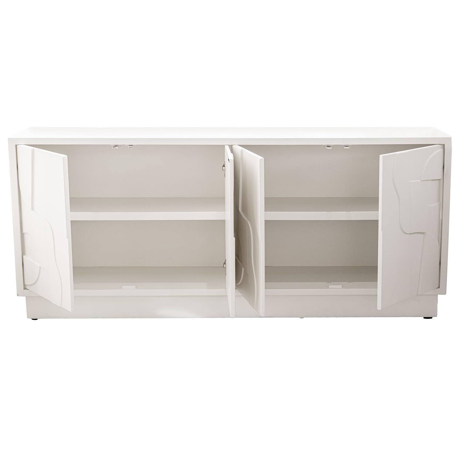 Aparador con Puertas de diseño Moderno y Apertura por presion de Madera Blanco 178x40x76 cm