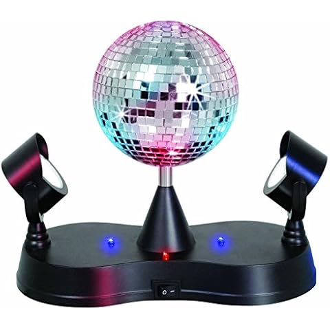 Lightahead LED Peak Due Rotating Mirror Disco Ball with 2 Adjustable LED Light Projector Lamps Cover