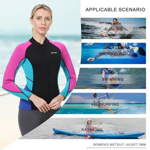 Women Wetsuit Jacket Men Top 2mm and 3mm Neoprene Swim Surfing Kayak miniatura 2