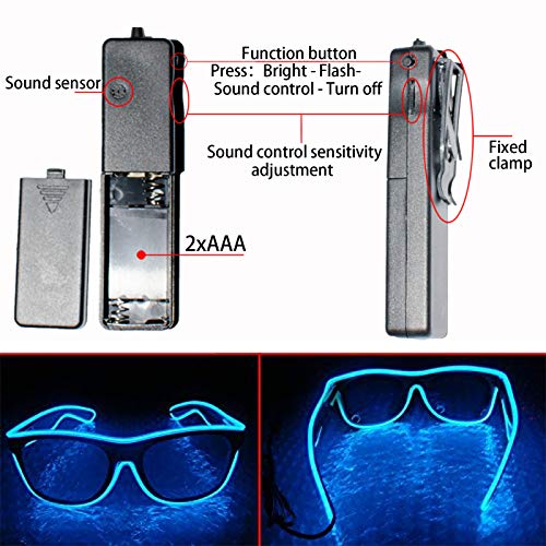 GCBTECH LED Bril Blauw Roze Groen Neon Licht Bril EL Neon Knipperende Lichtgevende Bril Verstelbaar Geluidscontrole… - Image 5