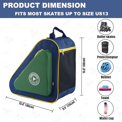 Image of HEXIFUL Skate Bag for Ice, Inline, Roller & Quad Skates - Kids & Adults